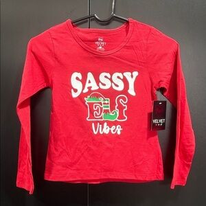 Pink Velvet Sassy Elf Vibes long sleeve round neck t-shirt, Christmas